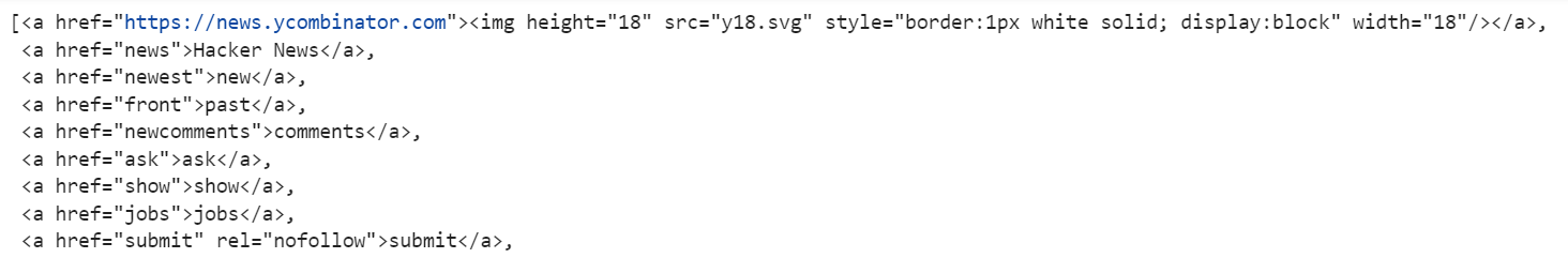 all anchor tags of webpage