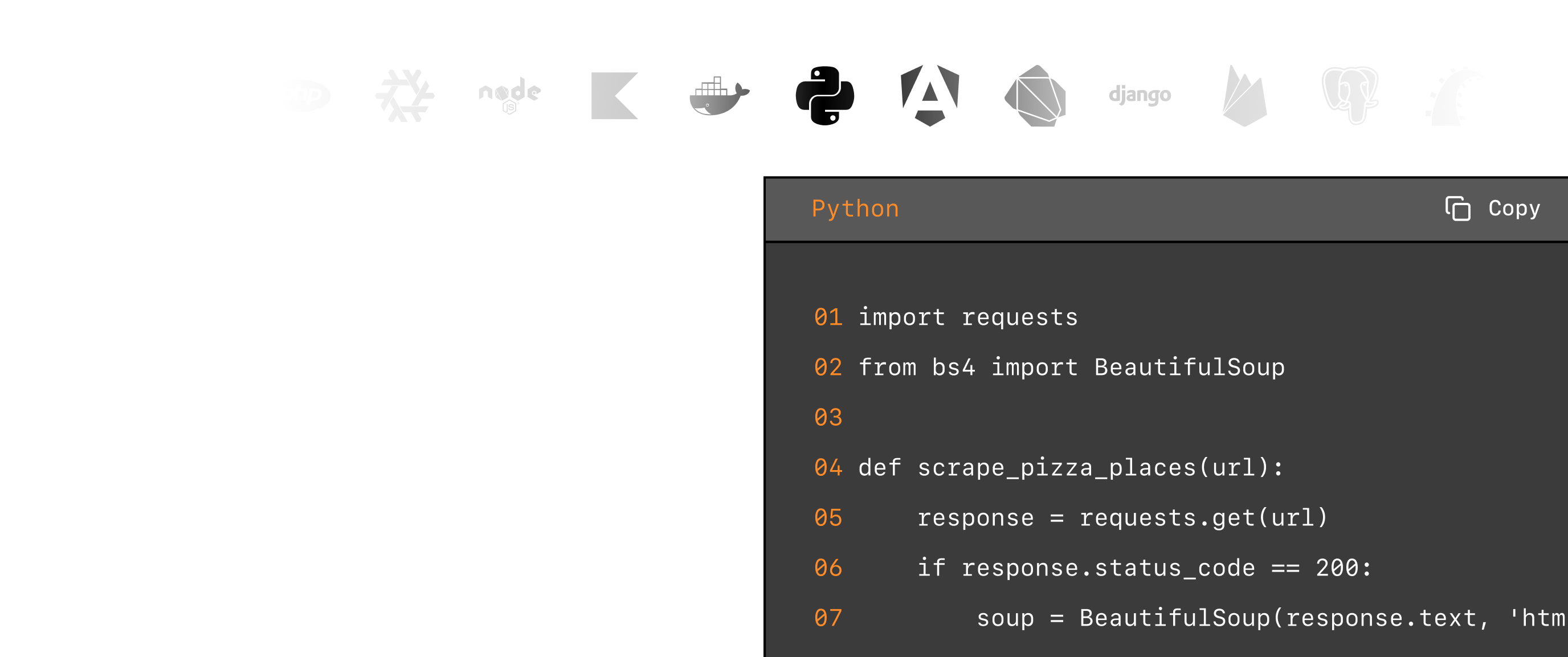 Scraping code samples