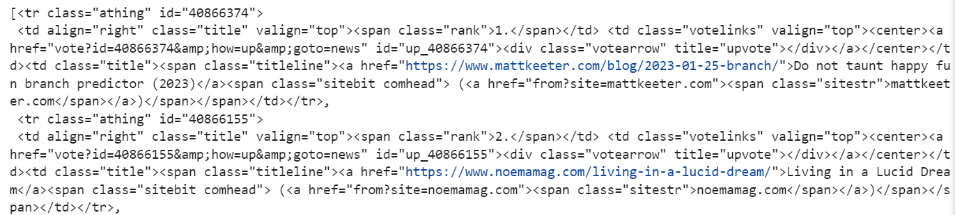 finding all articles having athing class
