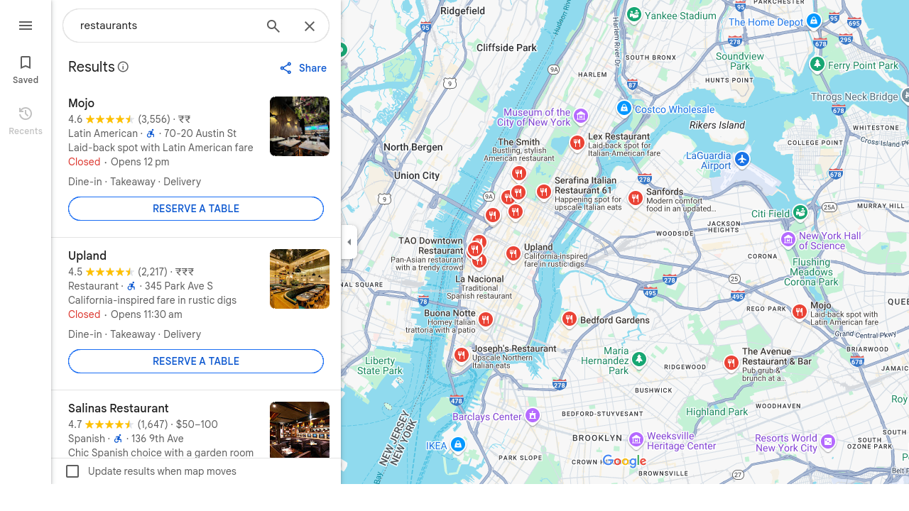 Scraping Google Maps for New York Restaurants
