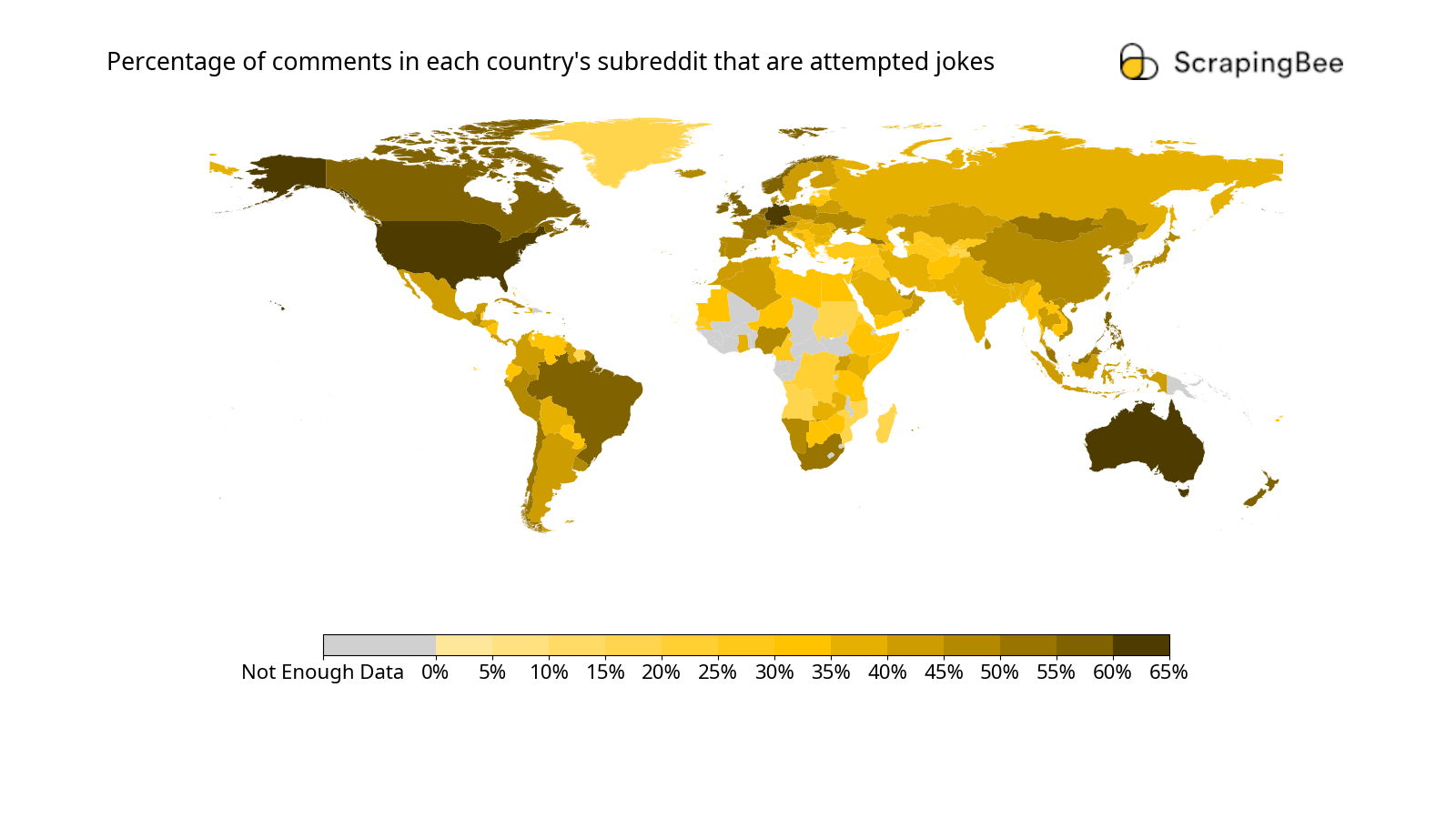 Map of Most Humorous Countries on Reddit